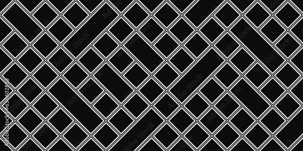 Poster Black squares and rectangles, a simple pattern of diagonal squares. Black vector geometric pattern texture.