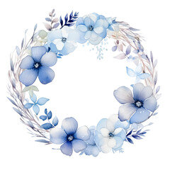 Flowers wreath hand painted watercolor illustration isolated on transparent background