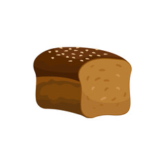 Bakery illustration. Bread icon of wheat food product. Loaf of rye and wheat bread, french baguette and croissant, cake, cupcake and toast, cookie, bun and bagel, baker