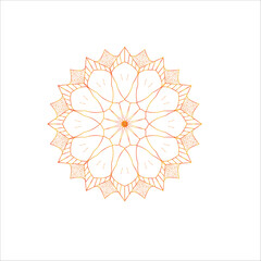 a mandala design in orange and white