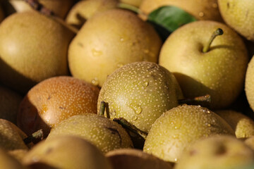 nashi pears in a market