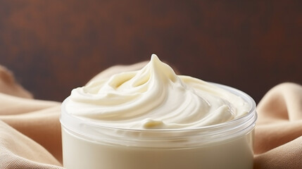 Handmade beige foaming whipped soap. Generative AI. 