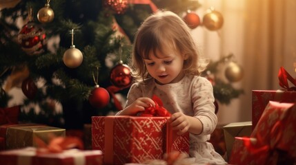 Fototapeta na wymiar retro christmas kids and gifts