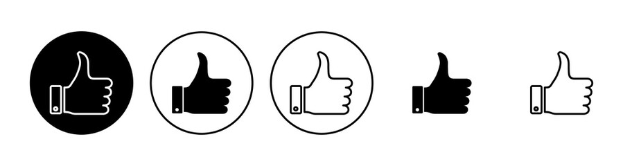 Thumbs up icon set. Hand like. Like icon vector.