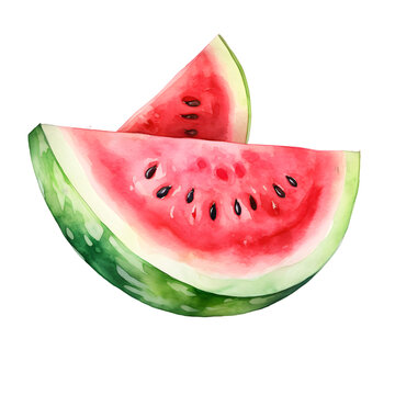 Watermelon watercolor illustration isolated on transparent background