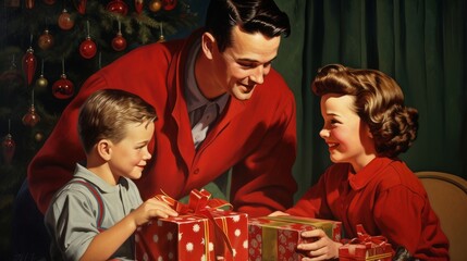 Obraz na płótnie Canvas retro family for christmas
