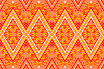 Seamless design pattern, traditional geometric zigzag pattern.yellow red white orange vector illustration design, abstract fabric pattern, aztec style for print textiles 