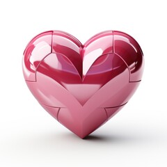 Naklejka na ściany i meble A pink heart shaped object on a white surface. Digital image.