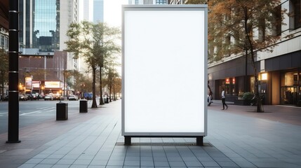 White blank poster screen sign for announcements in the city on the street,mockup. Created using generative AI technology.