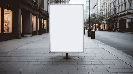 White blank poster screen sign for announcements in the city on the street,mockup. Created using generative AI technology. - obrazy, fototapety, plakaty