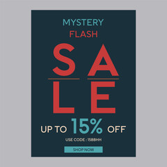 Mystery flash sale 15% off discount promotion poster