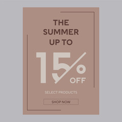 The summer up to sale 15% off discount promotion poster