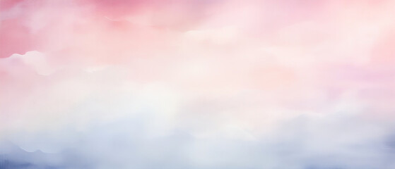 Różowo-fioletowe jasne tło - delikatne chmurki, dziewczęce obłoczki, namalowane farbami akwarelowymi w pastelowych kolorach, subtelna faktura