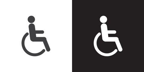 Flat icon of Disaility, disability icon or disability info graphics element or disability accessibility icon or physically disabled people icon. Priority Symbols for Disabled Passenger, Human mobility