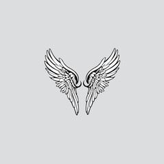 tribal tattoo with vintage vector angel wings