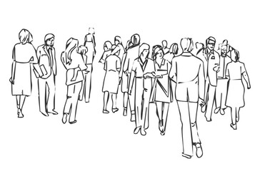 A group of people. Graphic image of several people. Vector.