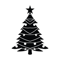 Vector illustration of a Christmas tree with decoration concept, isolated on white background