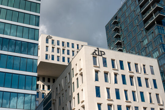 Oslo, Norway - 06 June 2023: KLP logo on the building. KLP or Kommunal Landspensjonskasse is a mutual insurance company in Norway.