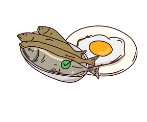 illustration of a fried egg fish