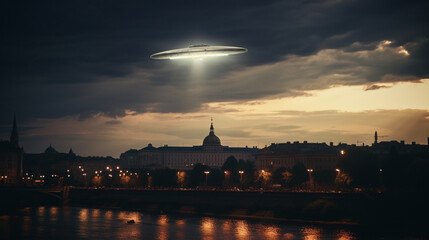 Obraz premium Red Square Revelation: Unidentified Craft Over the Kremlin, Generative AI