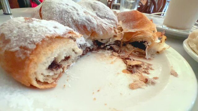 Spanish traditional food ensaimada in Cafeteria