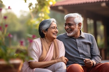 A happy joyful couple of Indian ethnicity having lighter moments in the outdoor