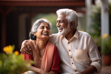 A happy joyful couple of Indian ethnicity having lighter moments in the outdoor