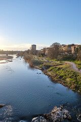 Pavia, Italy April 2023. Ponte Coperto (covered bridge) or the Ponte Vecchio a stone arch bridge over the Ticino River.