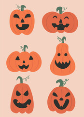 set of laughing halloween pumpkins
