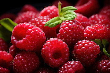 Fresh Raspberry Winter fruit background. Raw Food Closeup Photography