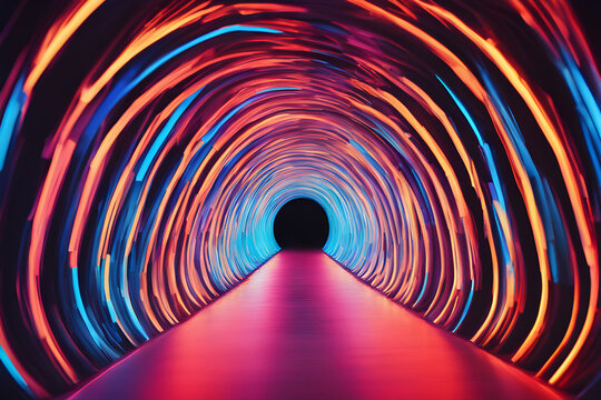 colourful and unshaped tunnel with dark end
