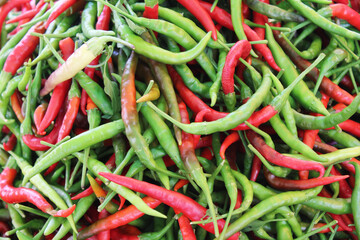 natural background red and green chili peppers