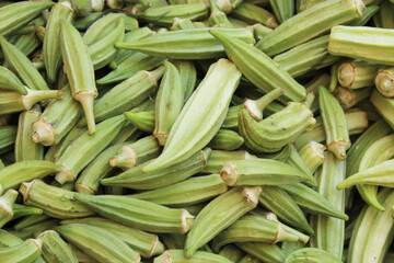 fresh green okra in turkey market
