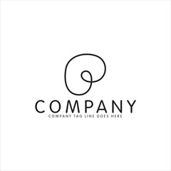 Letter P designed in mono line art style as a single unending thread loop.