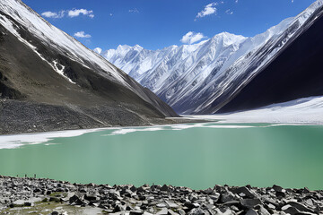 saif ul malook lake with with mountain background