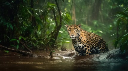 Tiger in a green forest 