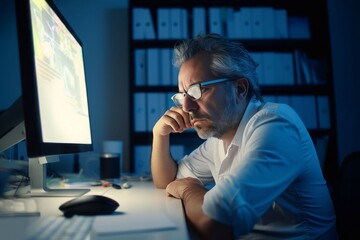 Adult computer working. Generate Ai