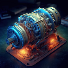 Engine mechanical device,created with generative ai tecnology. - obrazy, fototapety, plakaty