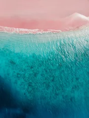 Printed kitchen splashbacks Light Pink Tropical pink beach with ocean. Komodo islands, aerial view