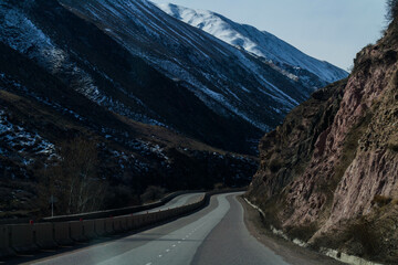 mountain road in winter