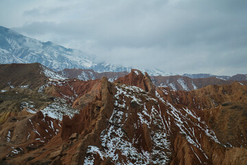 snow covered mountains