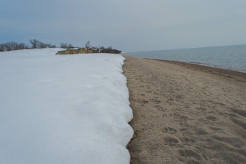 frozen lake in winter