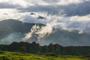 Fog and clouds in the Carpathians.