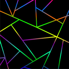 Black abstract geometric background. Modern shape concept colorful line