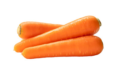 Fresh orange carrots in stack isolated with clipping path in png file format Close up of healthy vegetable root