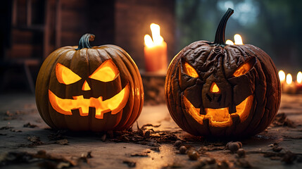 Fototapeta premium Halloween pumpkins 