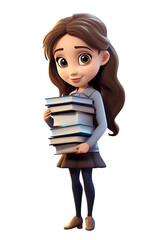 Girl Holding a Stack of Books in His Hands