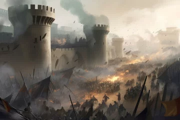 Fotobehang Medieval war castle europe. Generate Ai © nsit0108