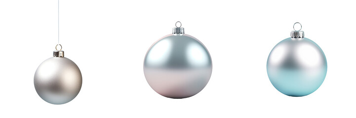 Christmas decoration with metallic sphere on transparent background
