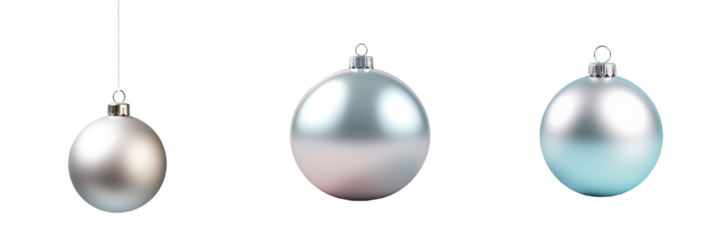 Christmas decoration with metallic sphere on transparent background